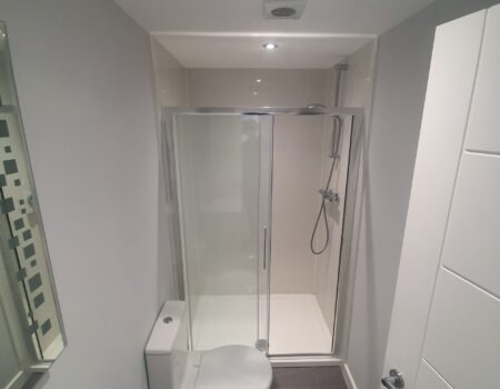 Top Drawer Construction white and chrome bathroom installation Woking Weybridge Surrey